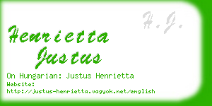 henrietta justus business card